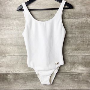 Solid & Striped white crinkle low back one peice